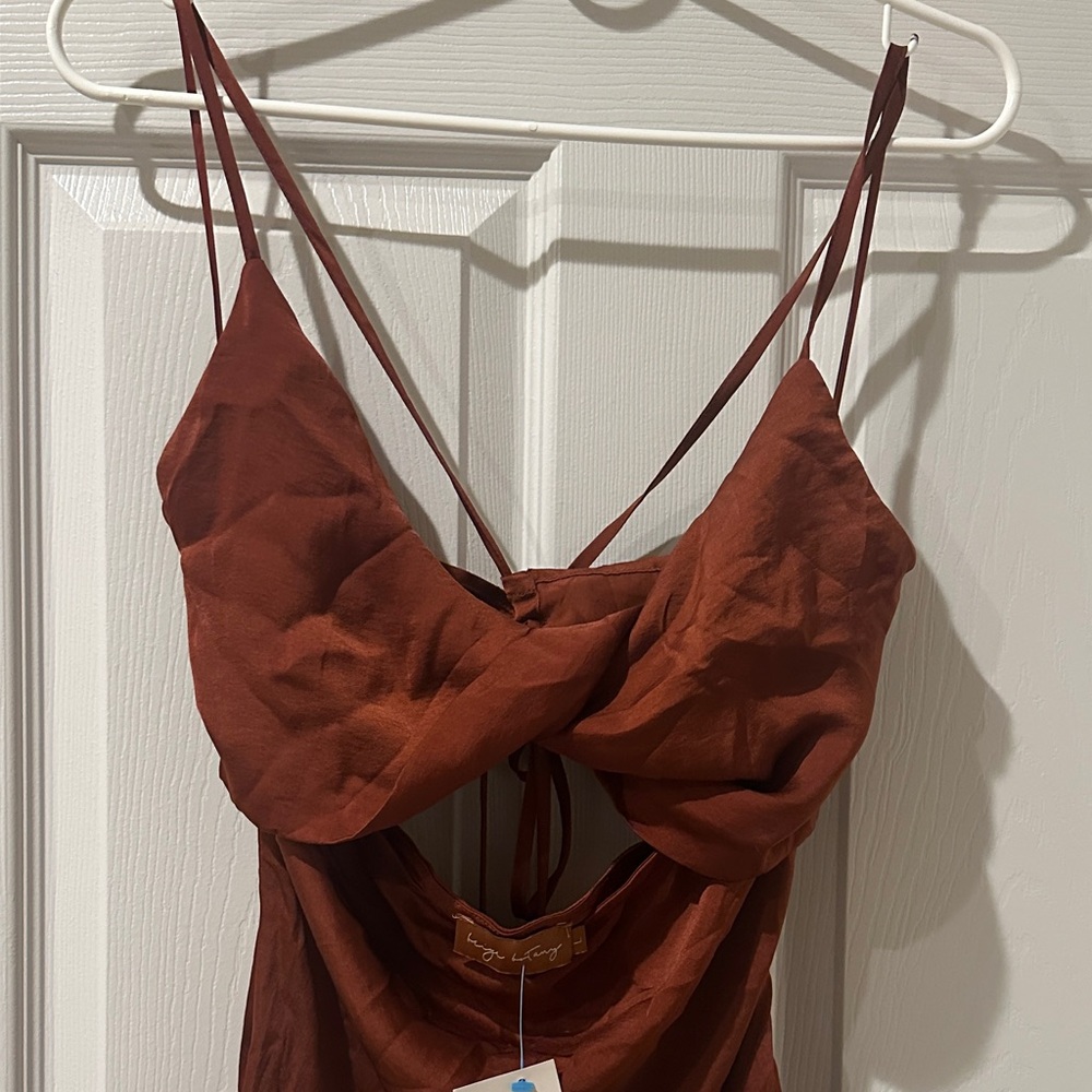Elegant Backless Dress in Rust-Brown - Picture 5 of 8